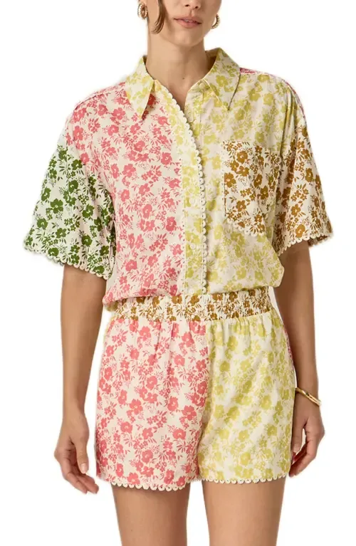 Colorblock Print Shorts by English Factory