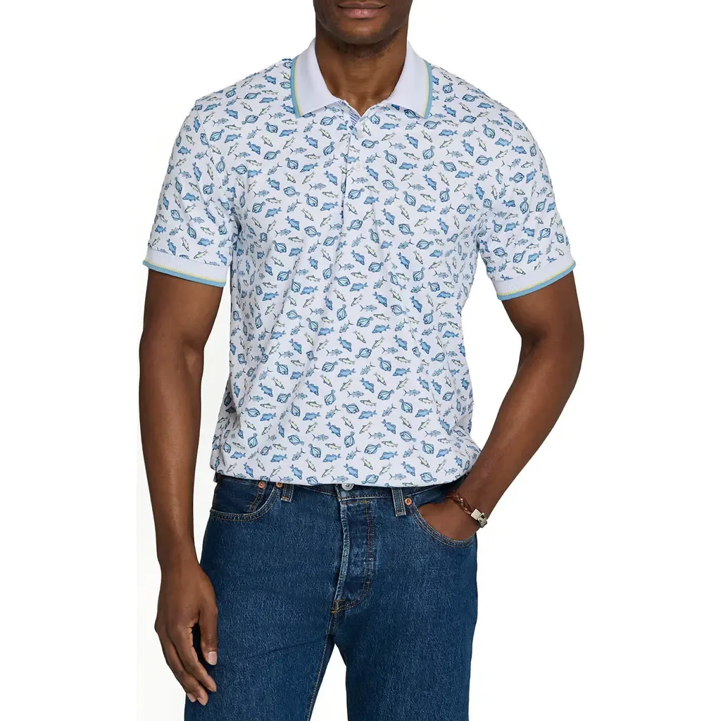 Slim Fit Gone Fishing Polo Short Sleeve Shirt by CONSTRUCT
