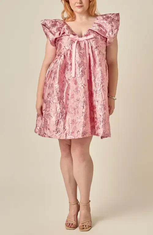 Floral Jacquard Babydoll Minidress by Endless Rose