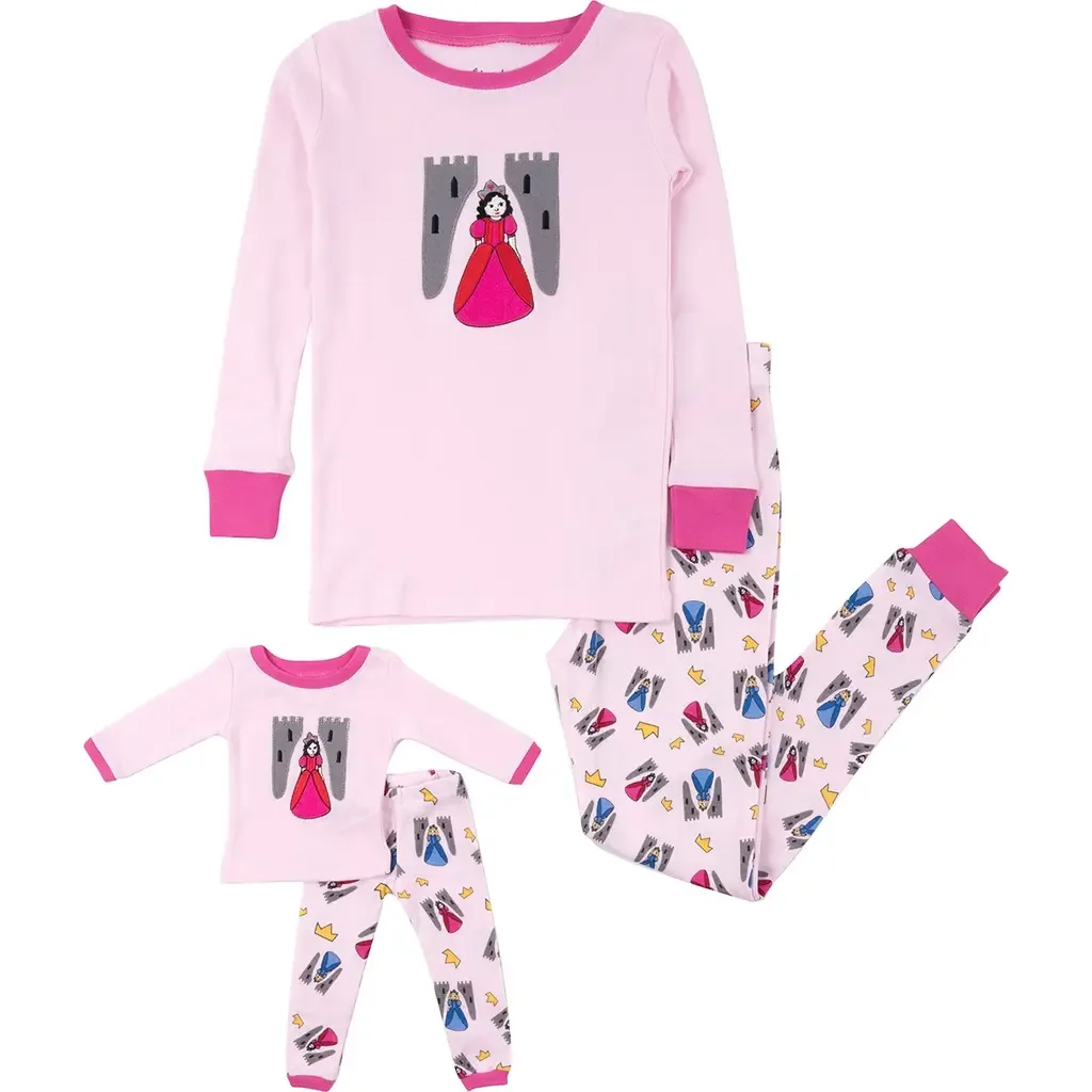 Pink Princess Pajama & Matching Doll Pajama Set by Leveret