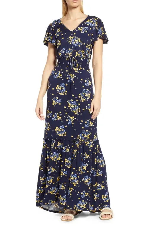 Floral Smock Waist Knit Maxi by Loveappella