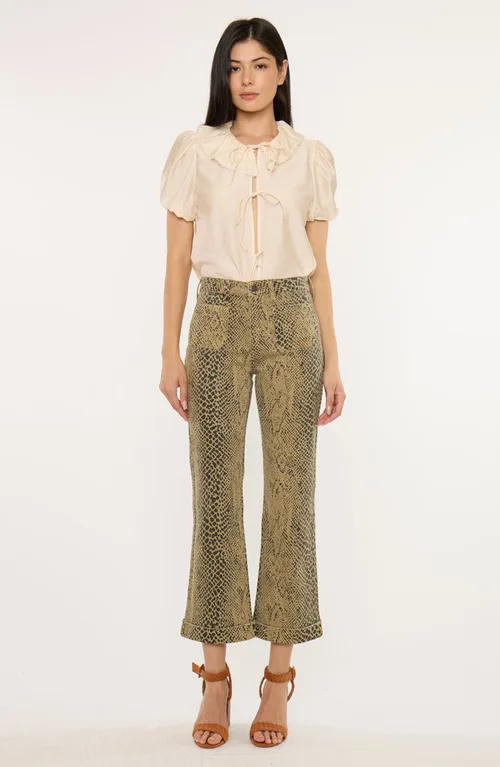 Natalie High Rise Crop Flare Jeans by KanCan