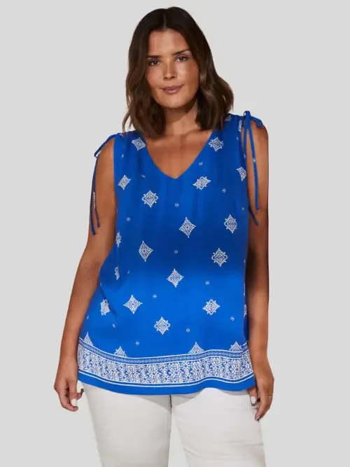 Drawstring Printed Top by Live Unlimited