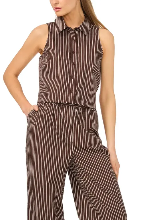 Striped Sleeveless Button-Up Shirt by halogen(r)