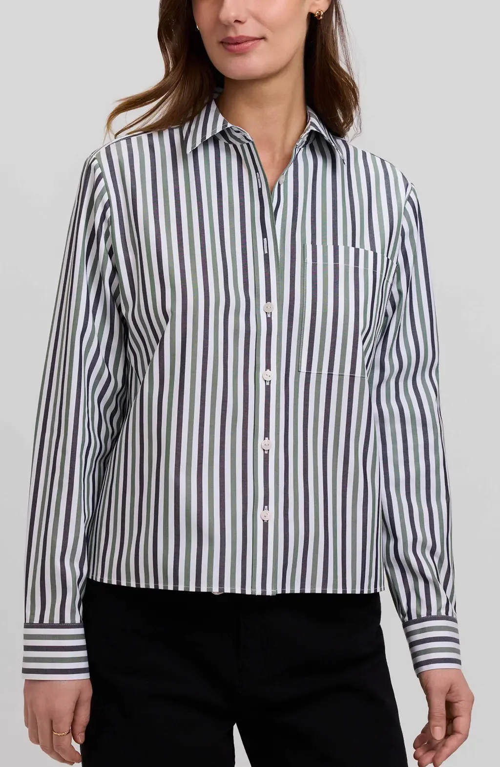 Jodie Stripe Cotton Button-Up Shirt
