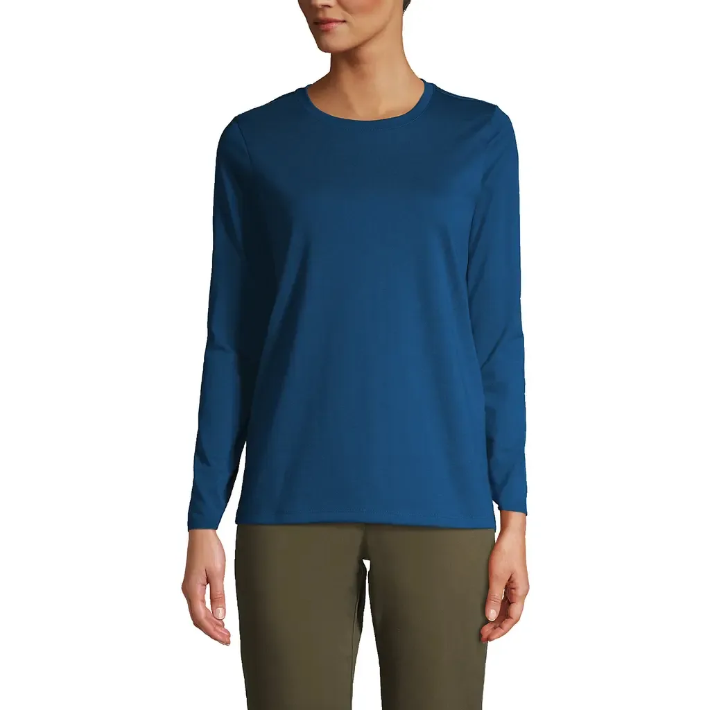 Supima Cotton Long Sleeve Crewneck T-Shirt by Lands' End