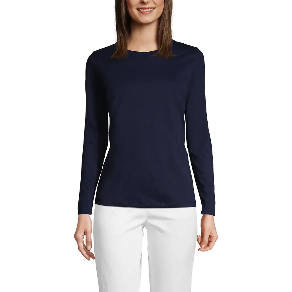Relaxed Supima Cotton Long Sleeve Crew Neck T-Shirt by Lands' End