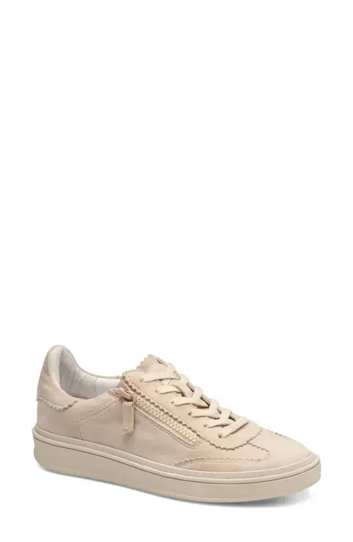Ashley Side Zip Sneaker in Sand Kid Suede