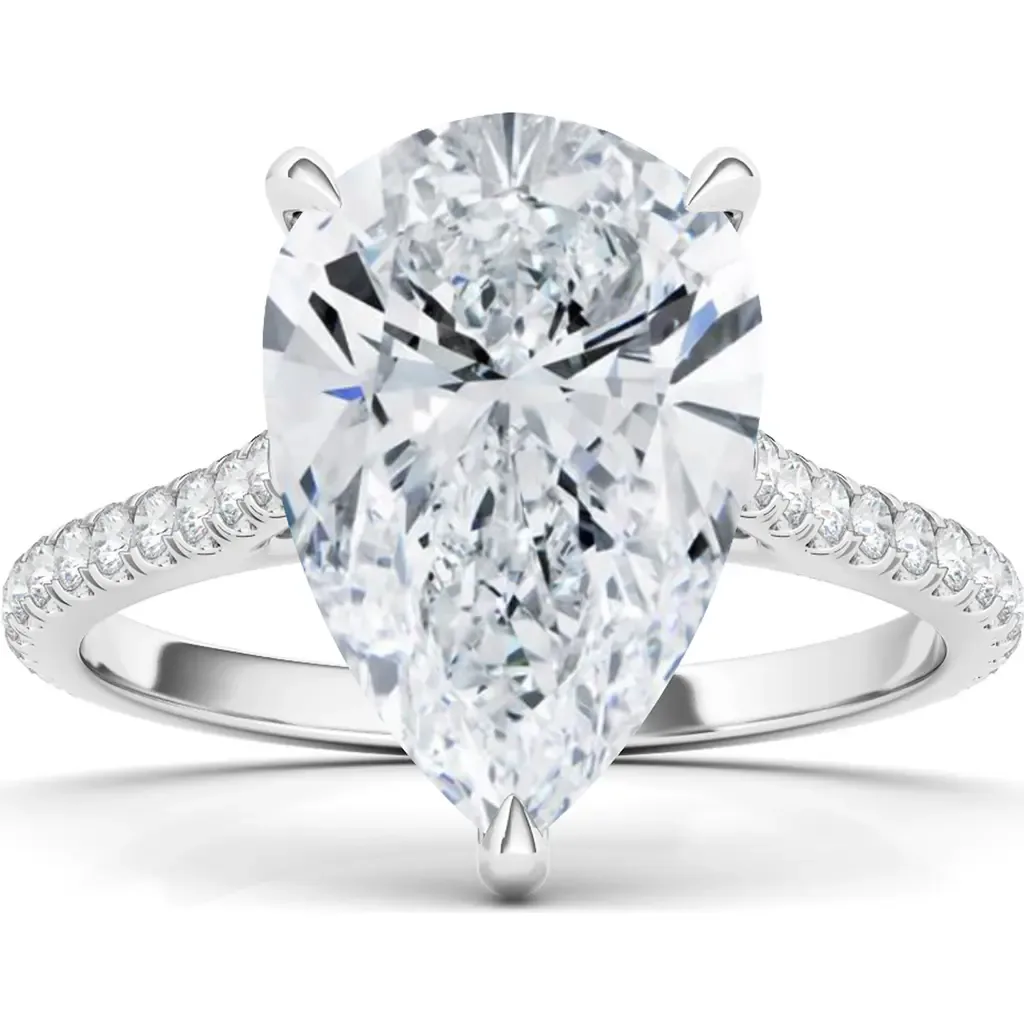 Pear Cut Pavé Lab Grown Diamond Ring by HauteCarat