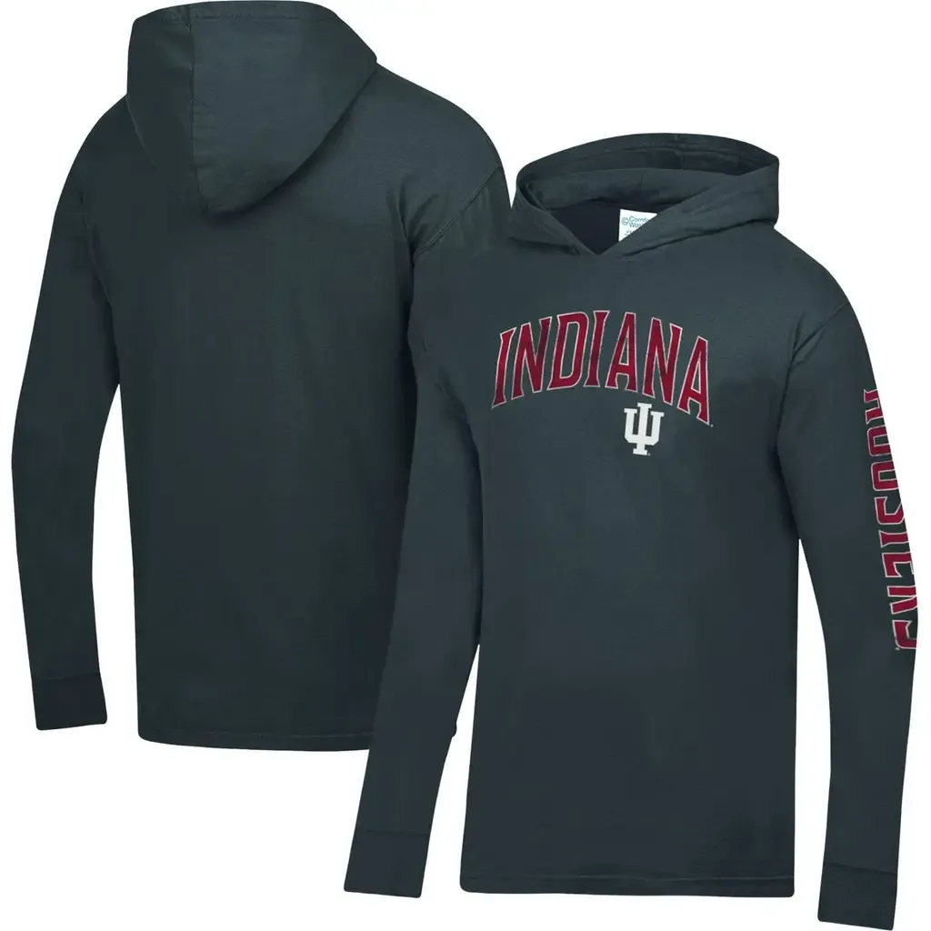 Indiana Hoosiers Long Sleeve Hooded T-Shirt by ComfortWash