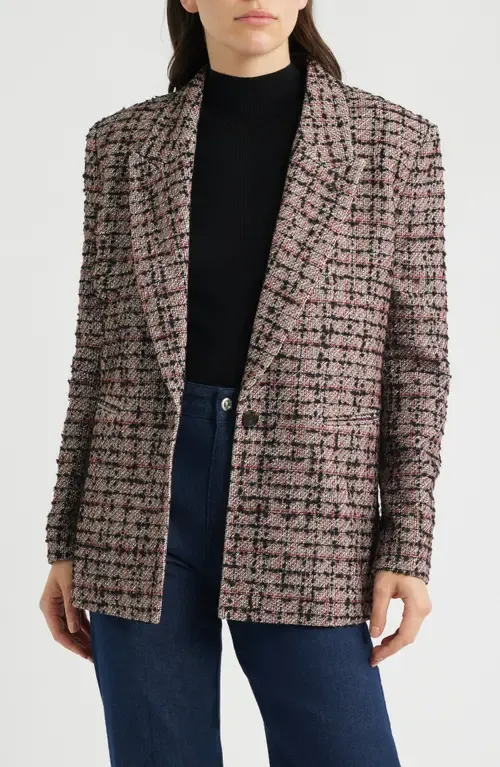 Jovanamia One-Button Tweed Blazer by BOSS