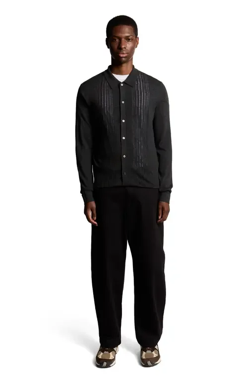 Long Sleeve Cable Knitted Shirt by Lyle & Scott