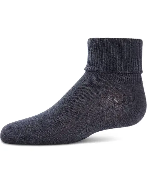 Ribbed Triple-Roll-Cuff Ankle Sock - Denim by MeMoi