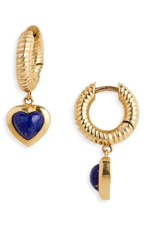 Stone Heart Huggie Drop Earrings by Established