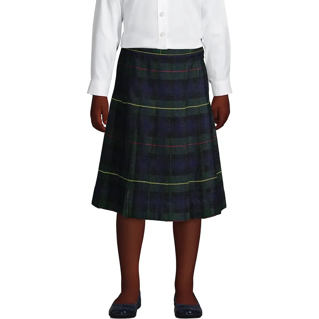 School Uniform Plaid Pleated Skirt Below the Knee by Lands' End