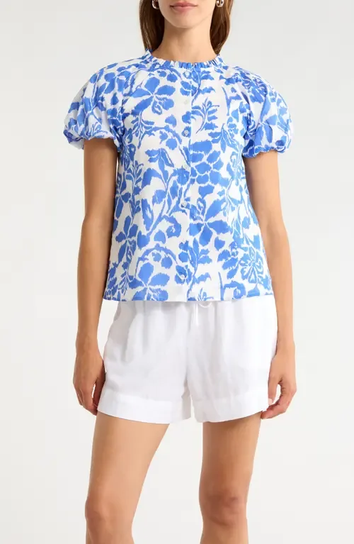 Shia Floral Avy Puff Sleeve Button-Up Shirt by SUGARLIPS