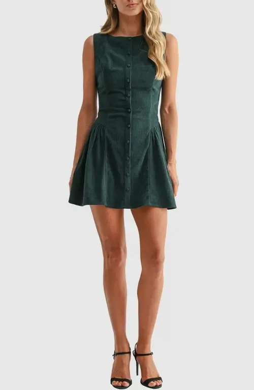 Corduroy Fit and Flare Minidress by All in Favor