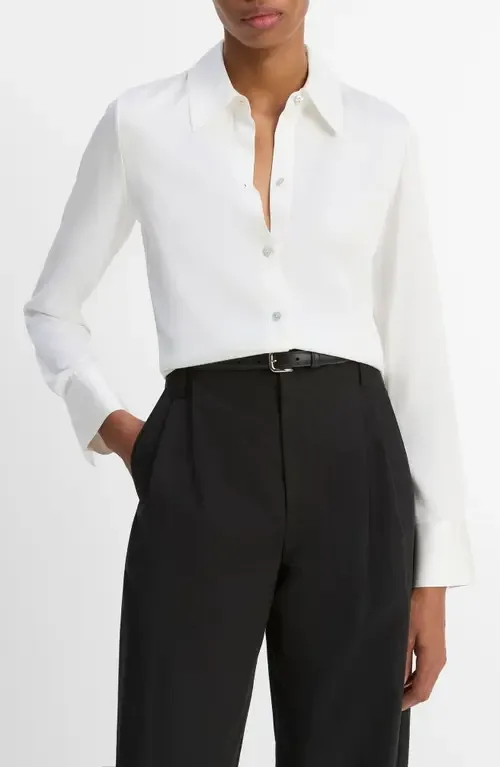 Slim Fit Silk Blend Button-Up Shirt