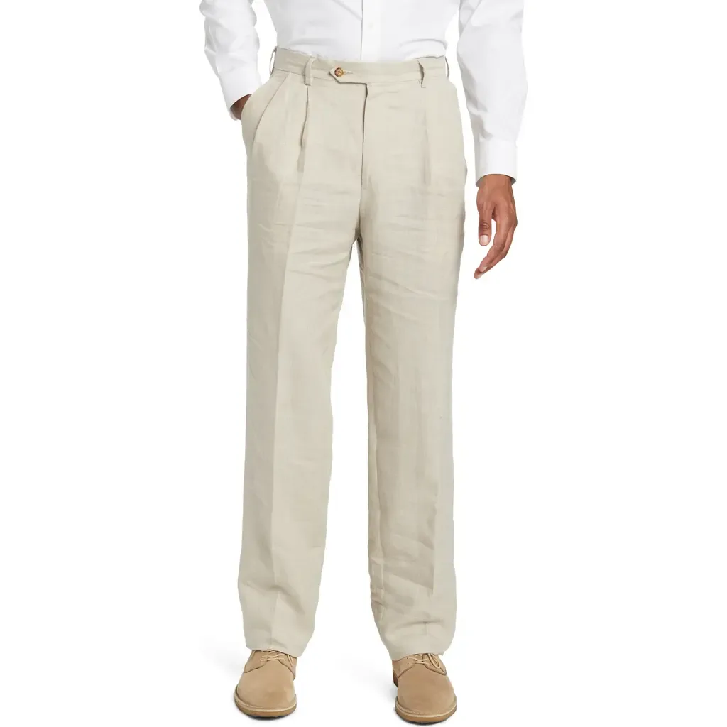 Pleat Front Linen Pants by Berle