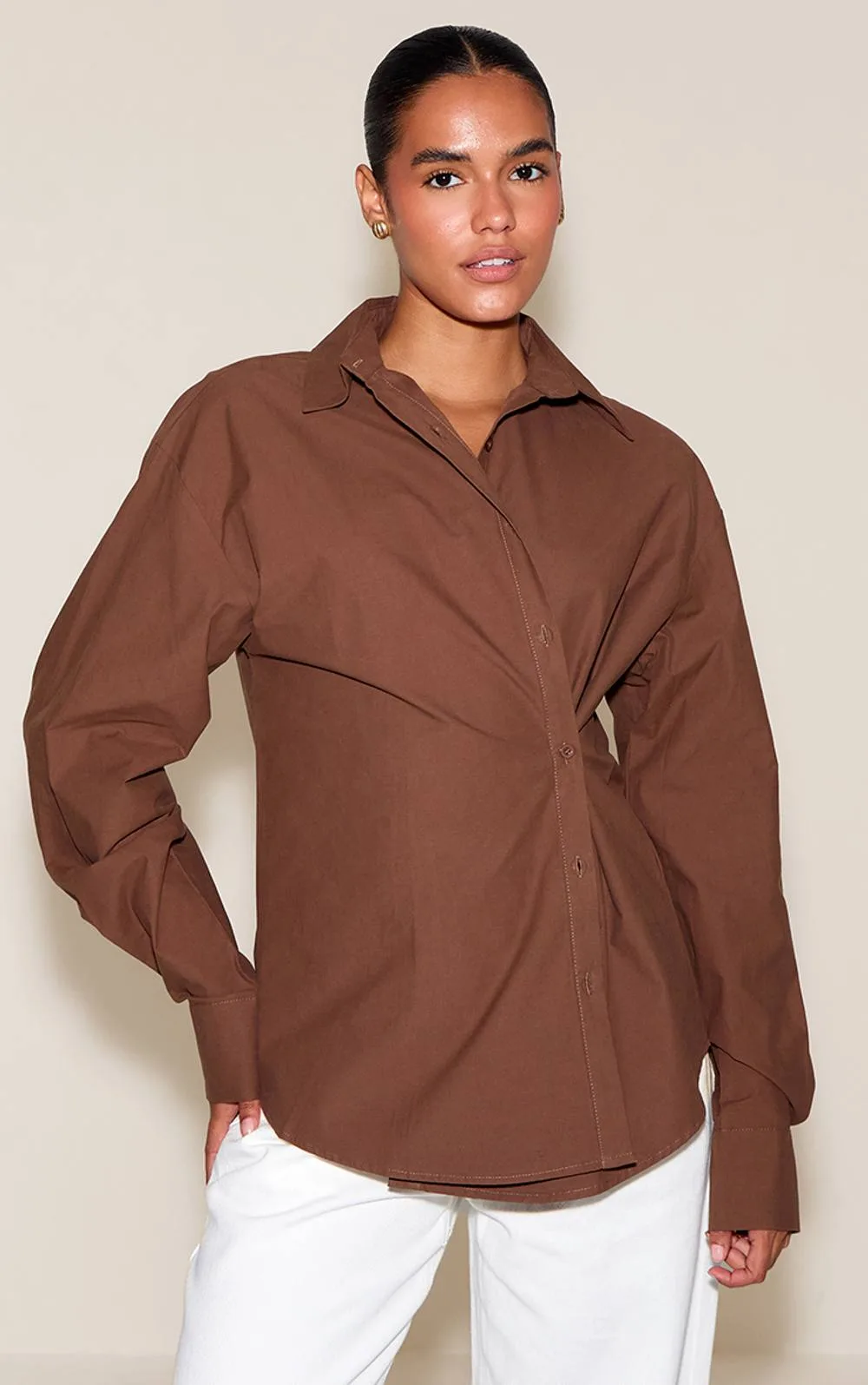 Cotton Button Cinched Shirt