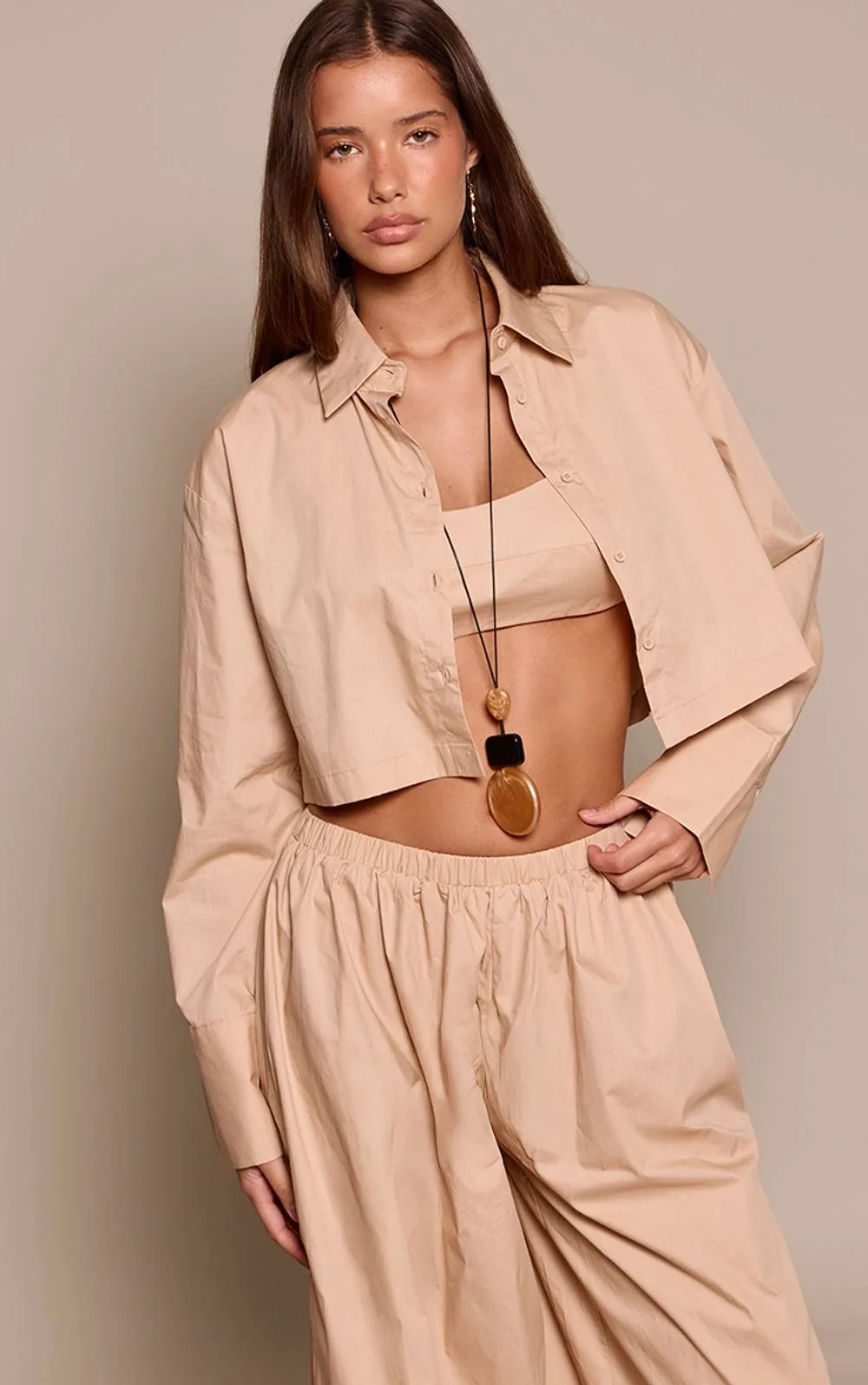 Woven Cropped Shirt Co-Ord by PrettyLittleThing