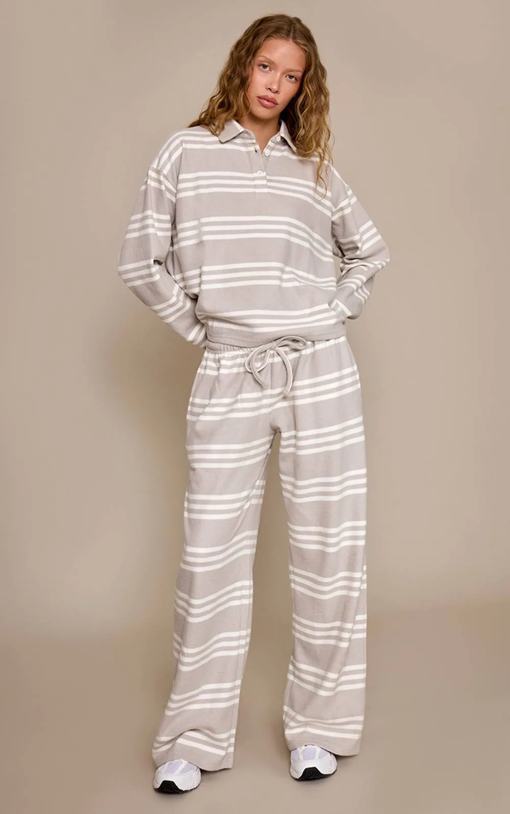 Stripe Super Soft Wide Leg Trousers Co-Ord