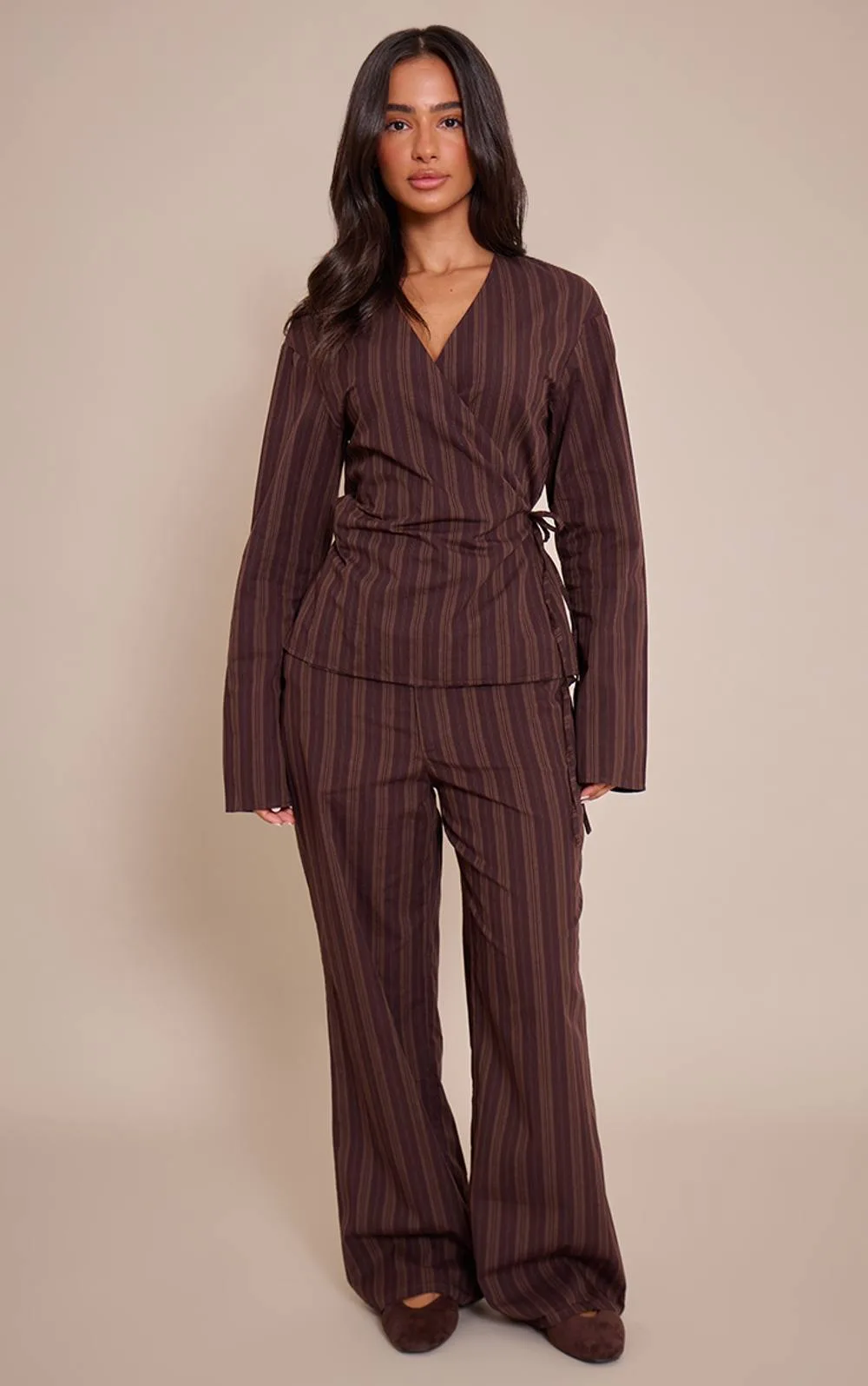 Stripe Wide Leg Trousers Co-Ord by PrettyLittleThing