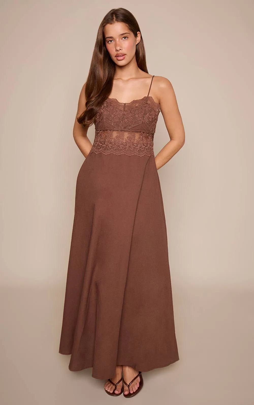 Broderie Trim Strappy Sleeveless Maxi Dress by PrettyLittleThing