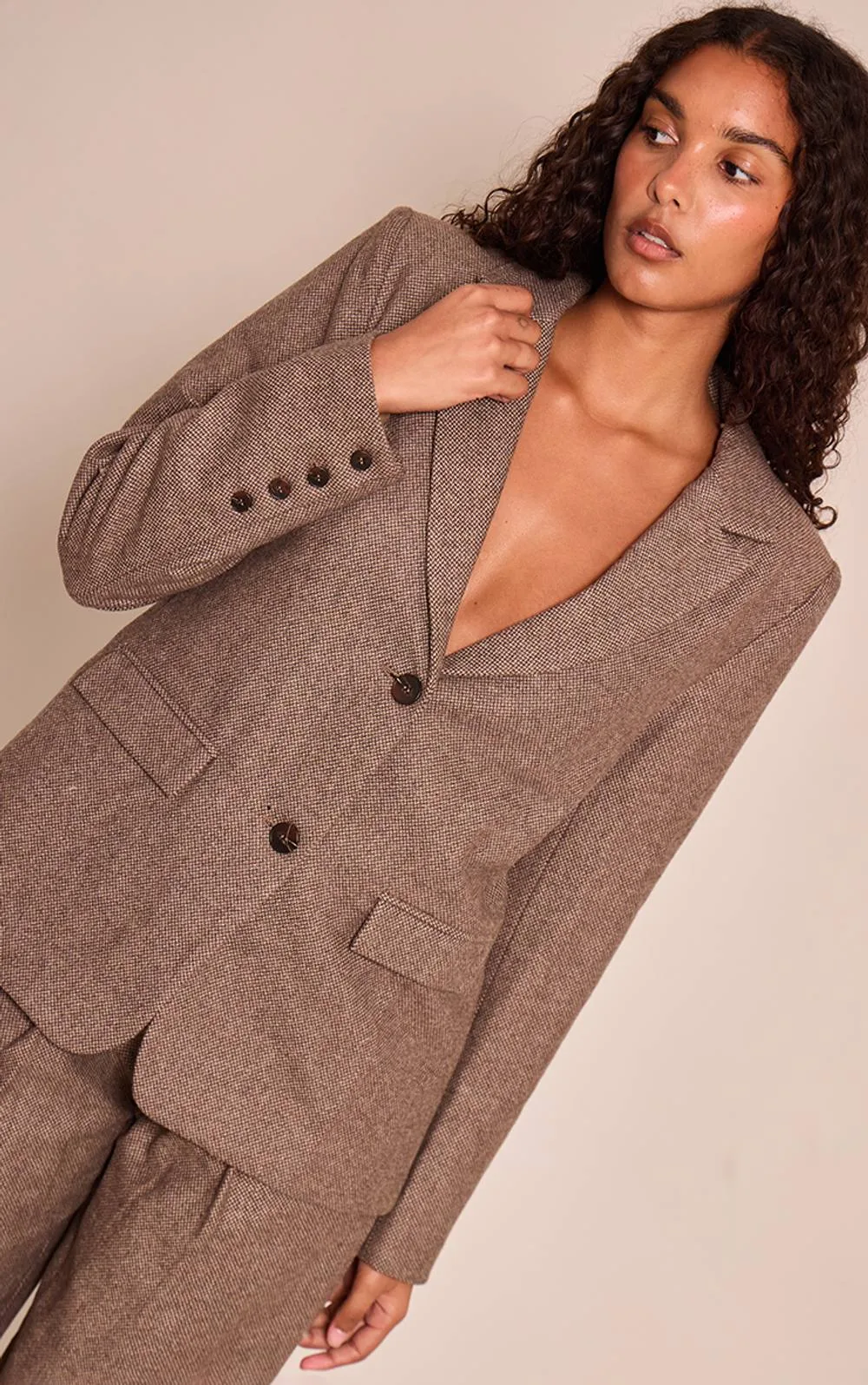 Dogtooth Brushed Tailored Blazer Co-Ord