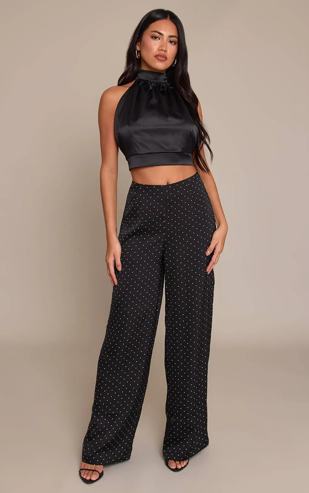 Polka Dot Straight Leg Trousers by PrettyLittleThing