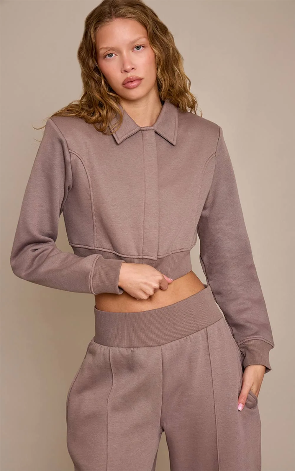Collared Zip Up Sweat Jacket