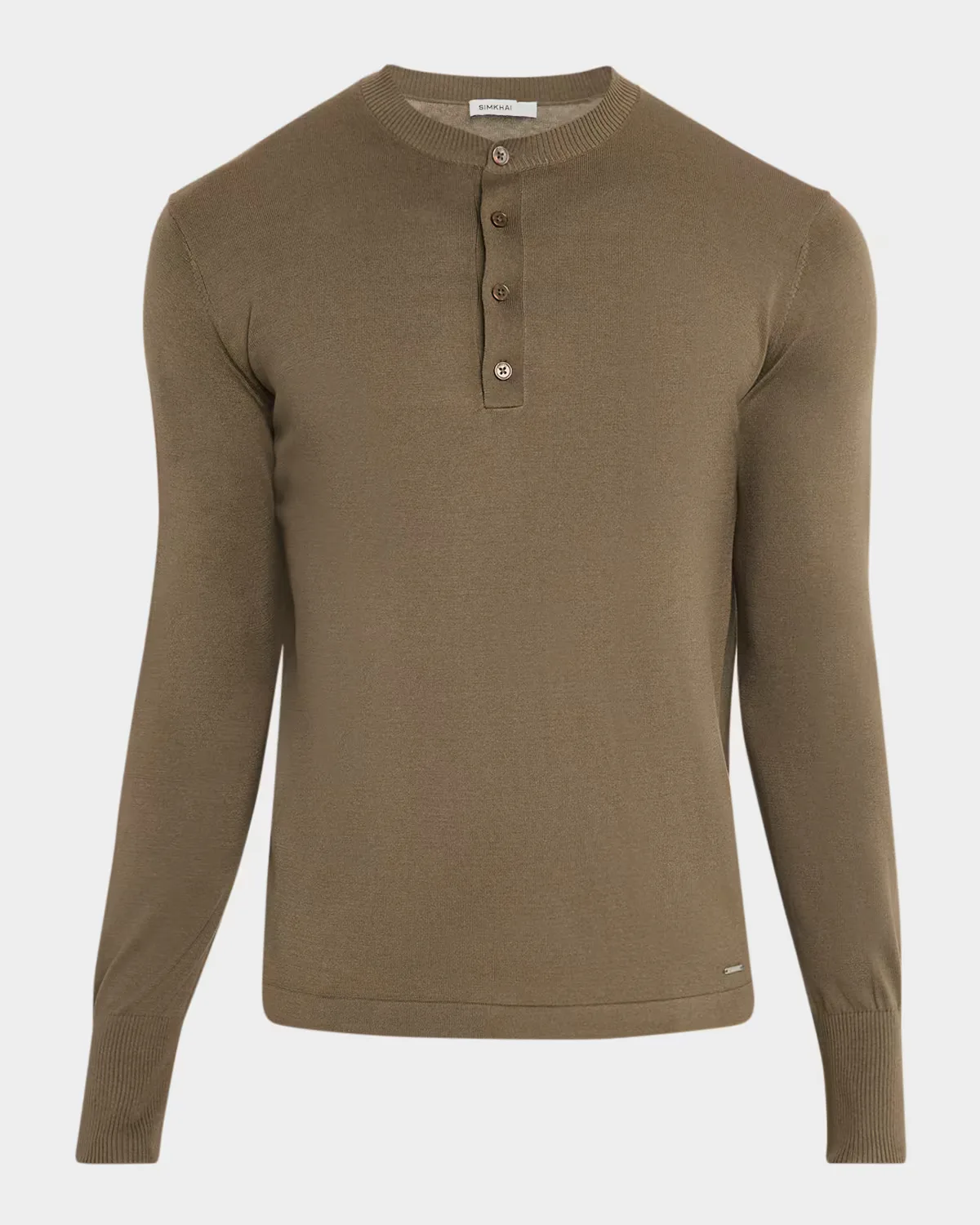 Dolton Silk and Cotton Knit Henley Long-Sleeve Shirt by SIMKHAI