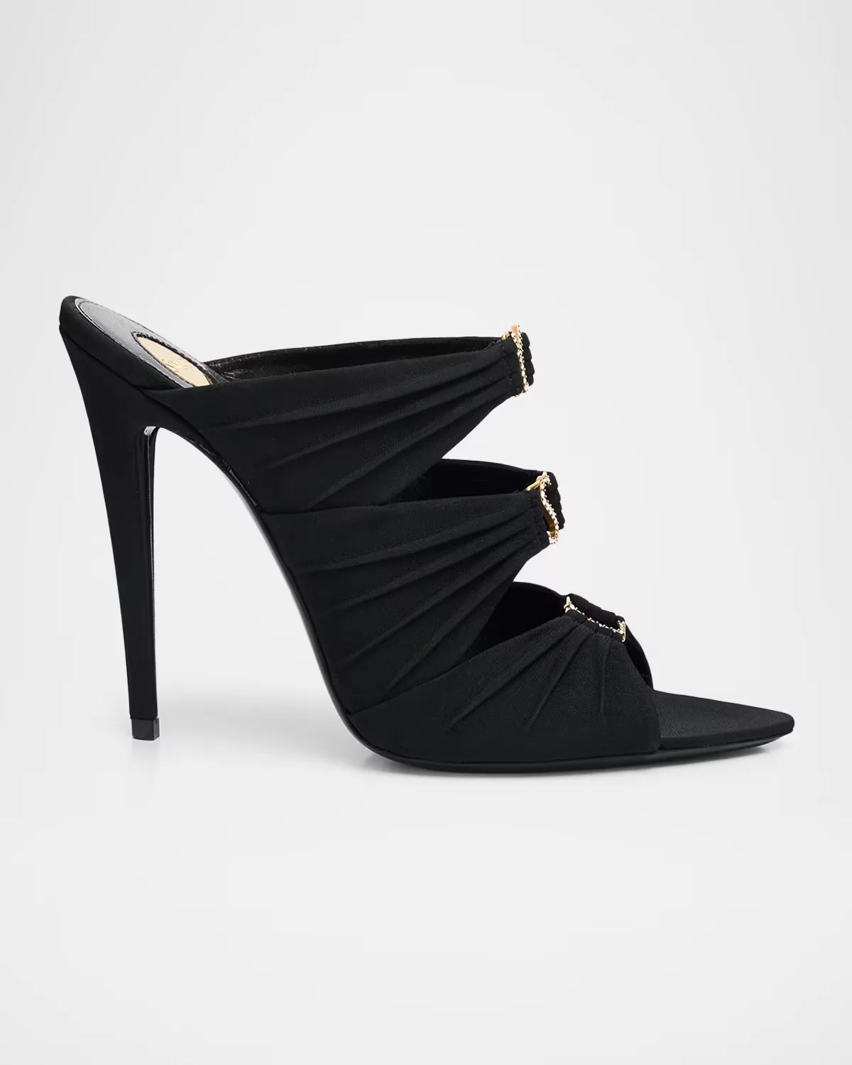 110mm Emilie Satin Embellished YSL Mules by Saint Laurent