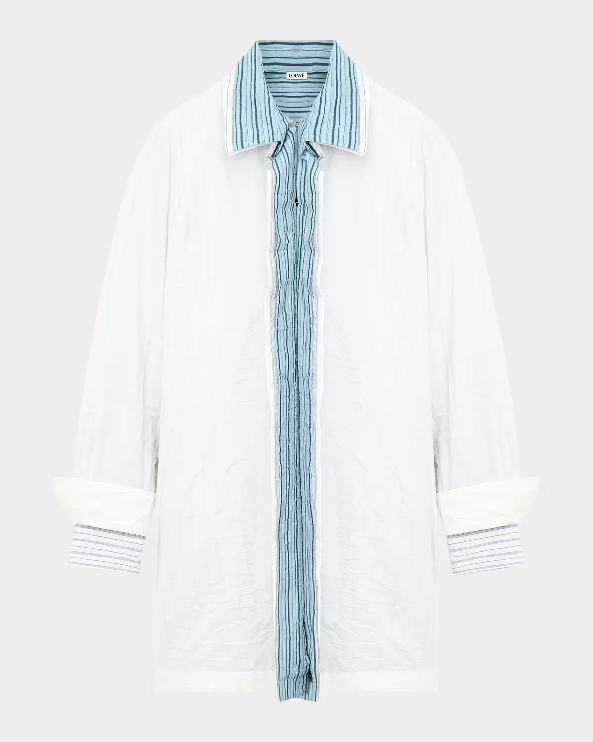 Crinkled Cotton Poplin Layered Mini Shirtdress by LOEWE