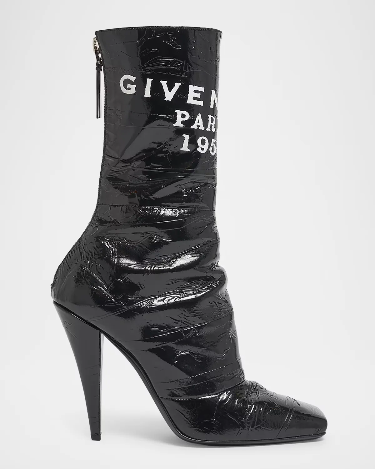 Tape Shiny Leather Ankle Boots by Givenchy