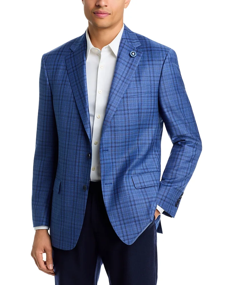 New York Fit Graph Plaid Wool Sport Coat by Hart Schaffner Marx