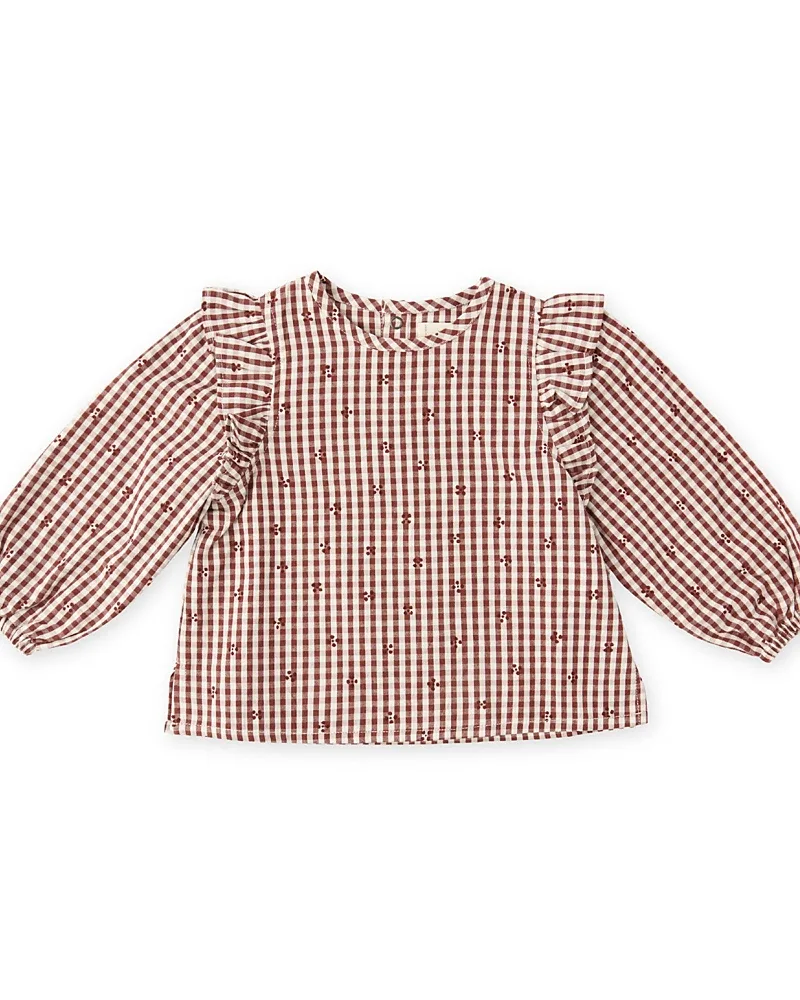 Printed Gingham Ruffled Cotton Top by Pehr