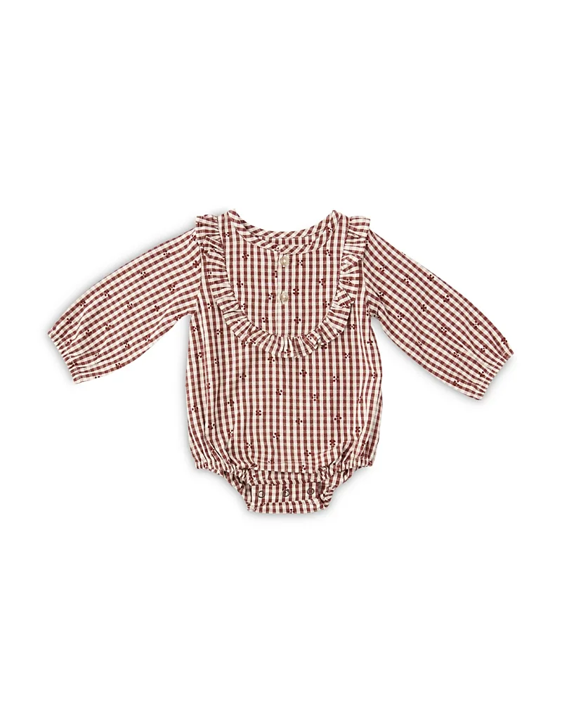 Cotton Gingham Ruffled Bodysuit by Pehr