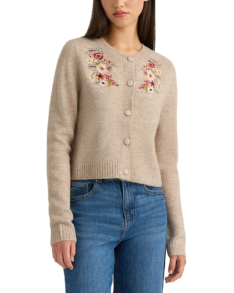 Embroidered Crewneck Cardigan by Nvlt