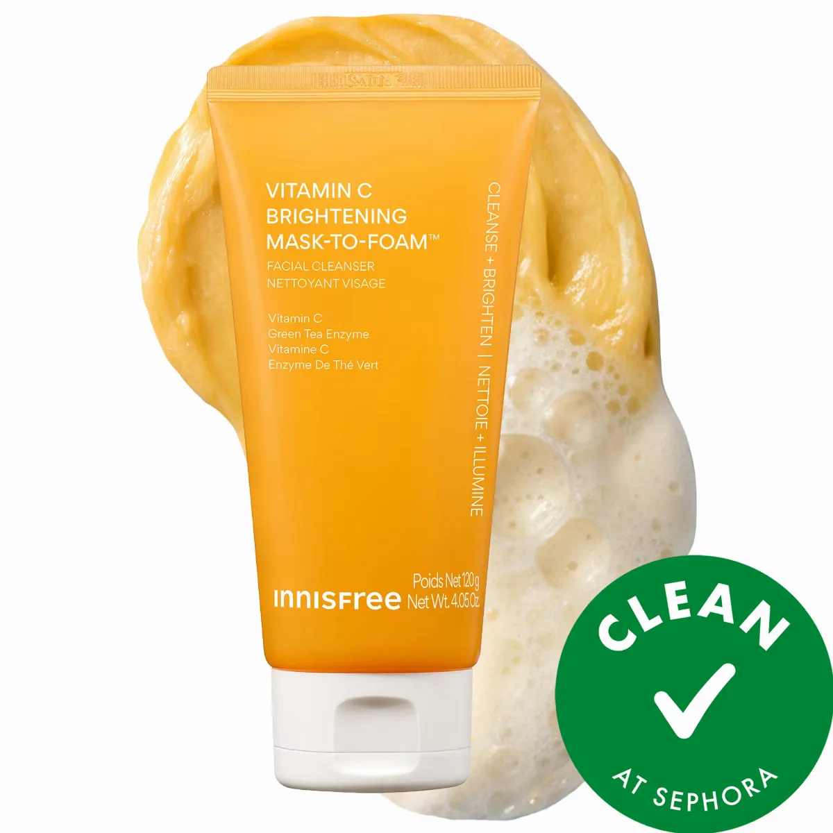 Vitamin C Brightening Daily Korean Mask-to-Foam Cleanser 4.05 oz/120 Ml by innisfree