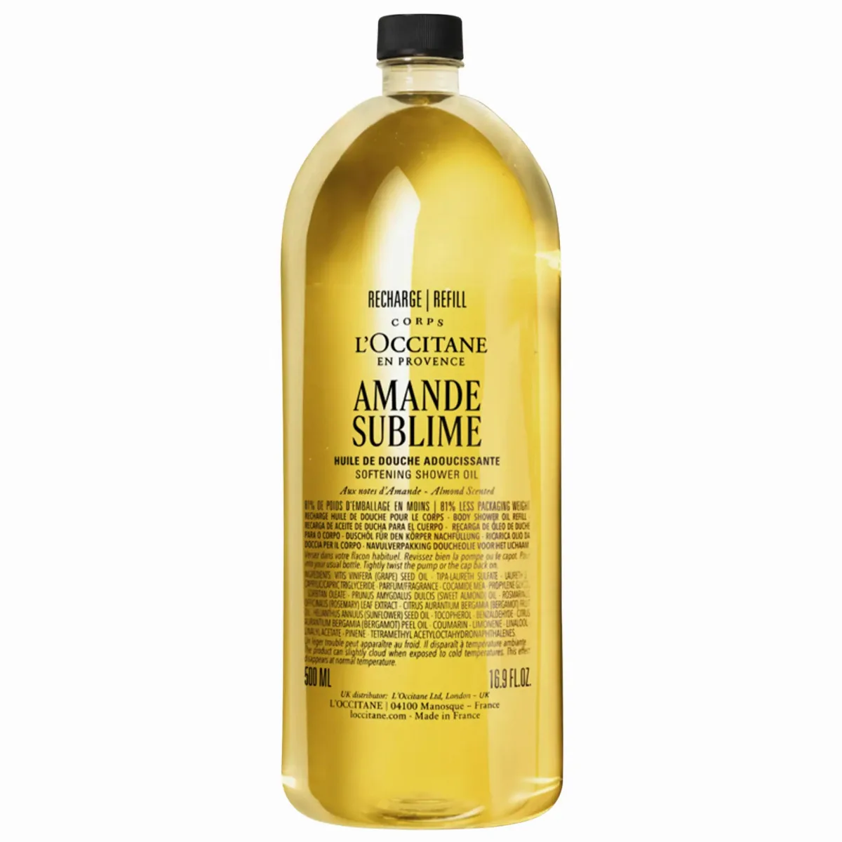 Cleansing and Softening Refillable Shower Oil with Almond Oil 16.9 oz/500 mL by L'Occitane