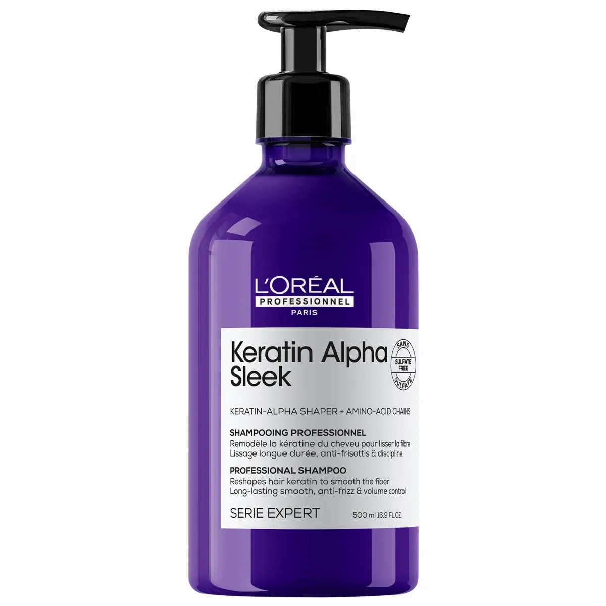 Keratin Alpha Sleek Anti-Frizz Shampoo for Smooth Hair 16.9 oz/500 Ml by L'Oréal Professionnel