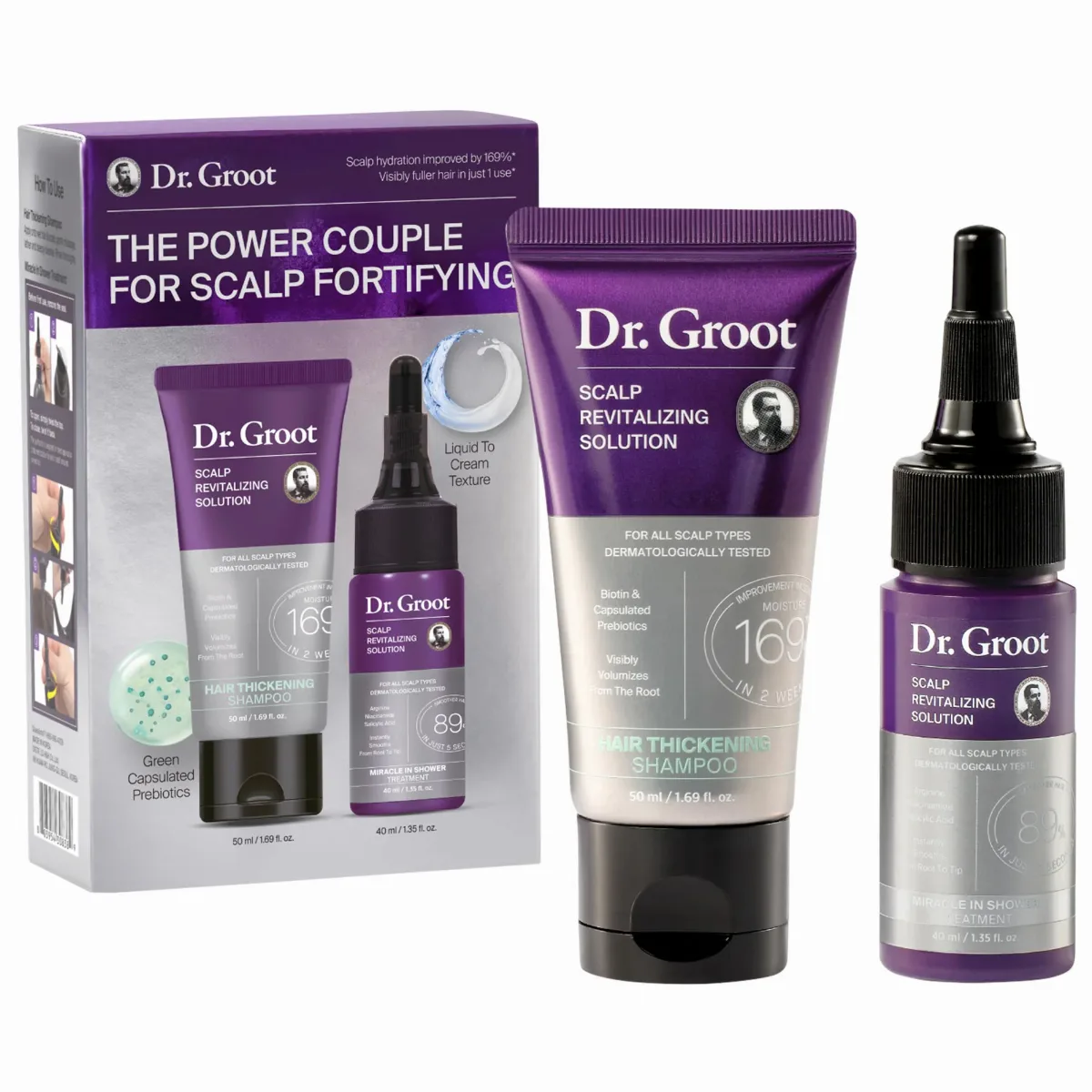 Mini Hair Thickening Shampoo & Miracle in Shower Treatment Gift Set by Dr. Groot
