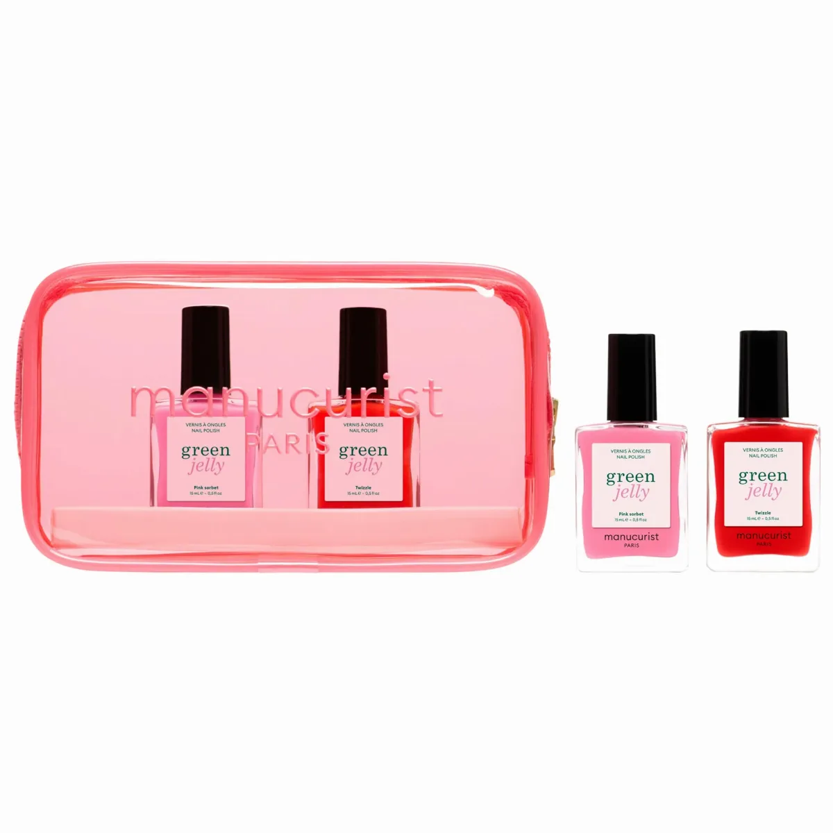 Jelly Nail Polish Duo Set with Glossy and High Shine Effect 2 x 0.5 oz / 15 mL by Manucurist