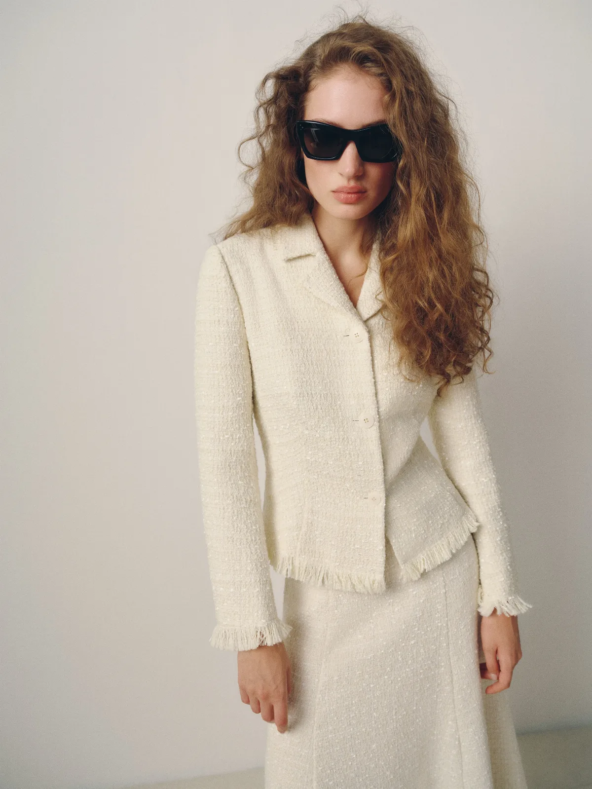 Josie Jacket Ivory Boucle by Reformation