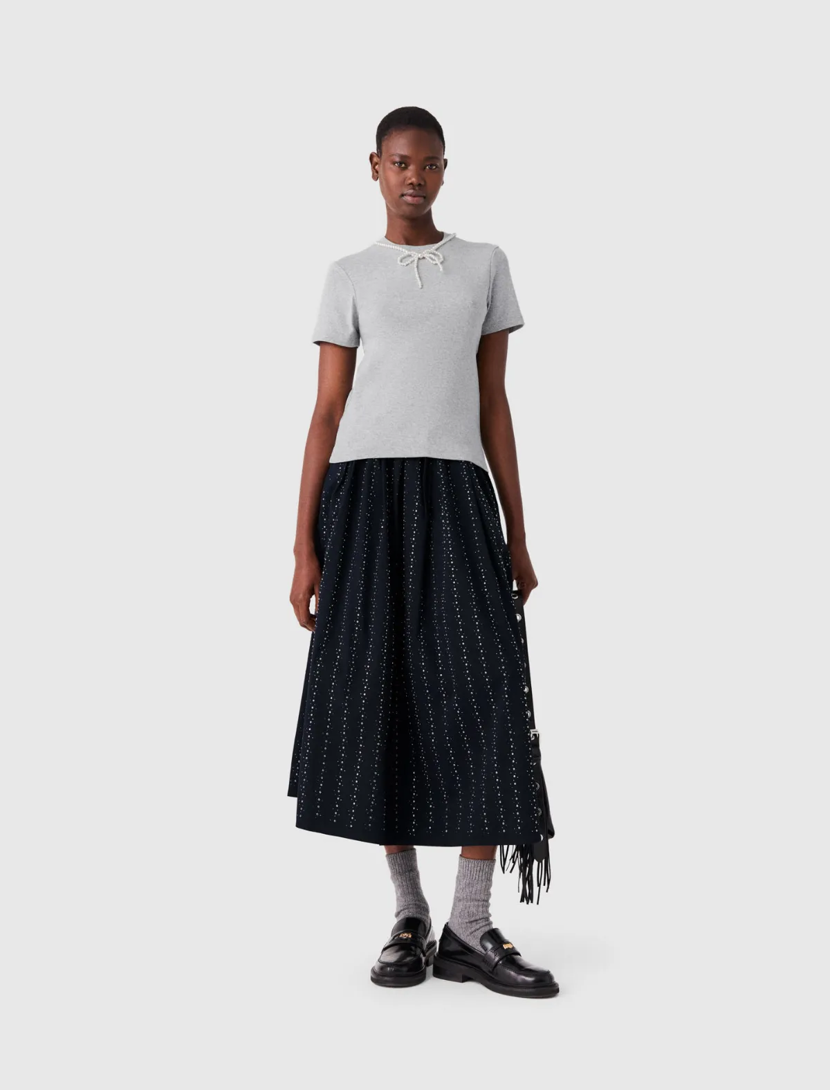 Removable Beaded Collar T-Shirt by Maje