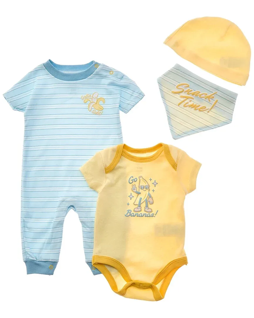 Snack Time Layette 4pc Romper, Hat & Bib Set by Quiltex