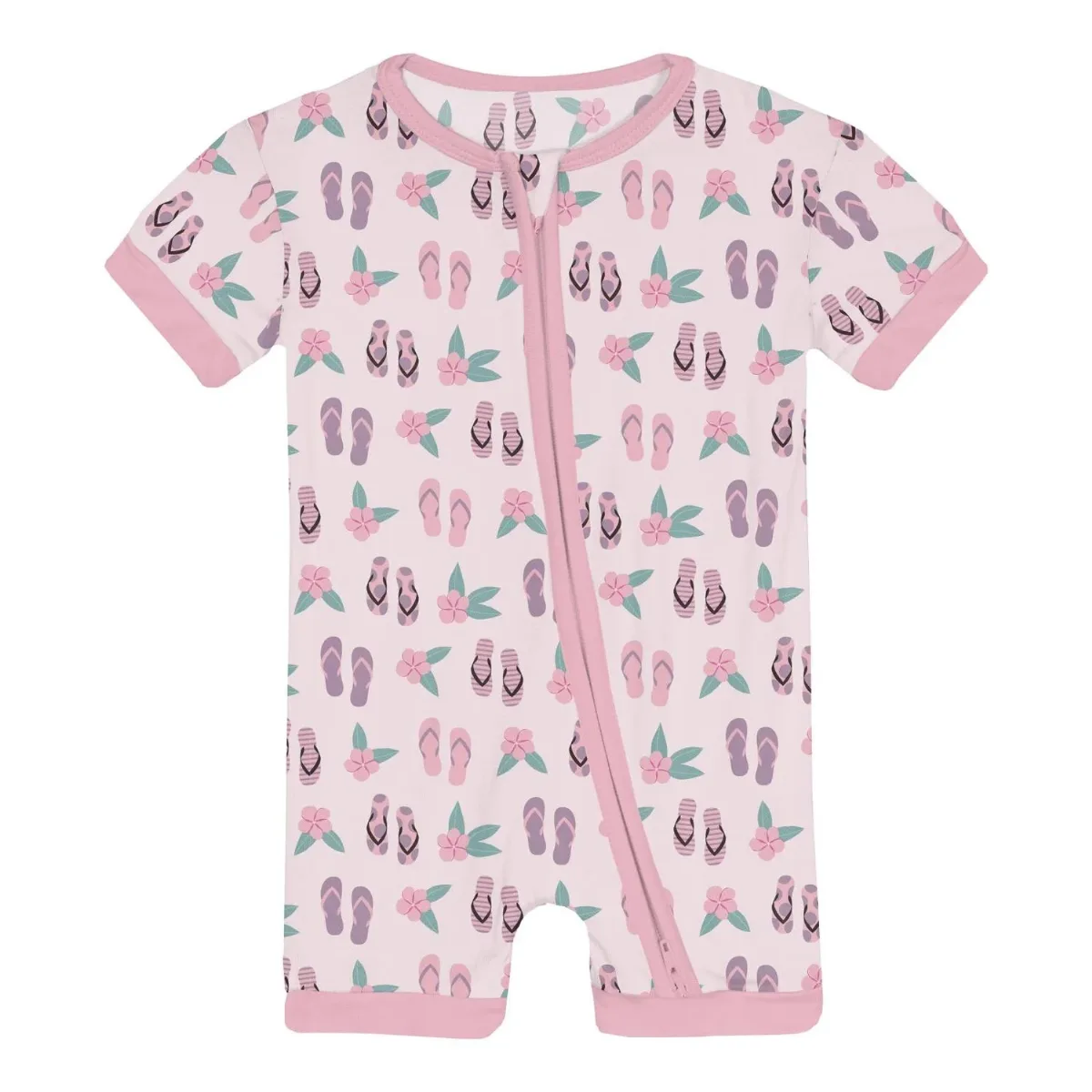 Shorty Sleeper with Zipper in Violet Flip Flops and Flowers by KICKEE