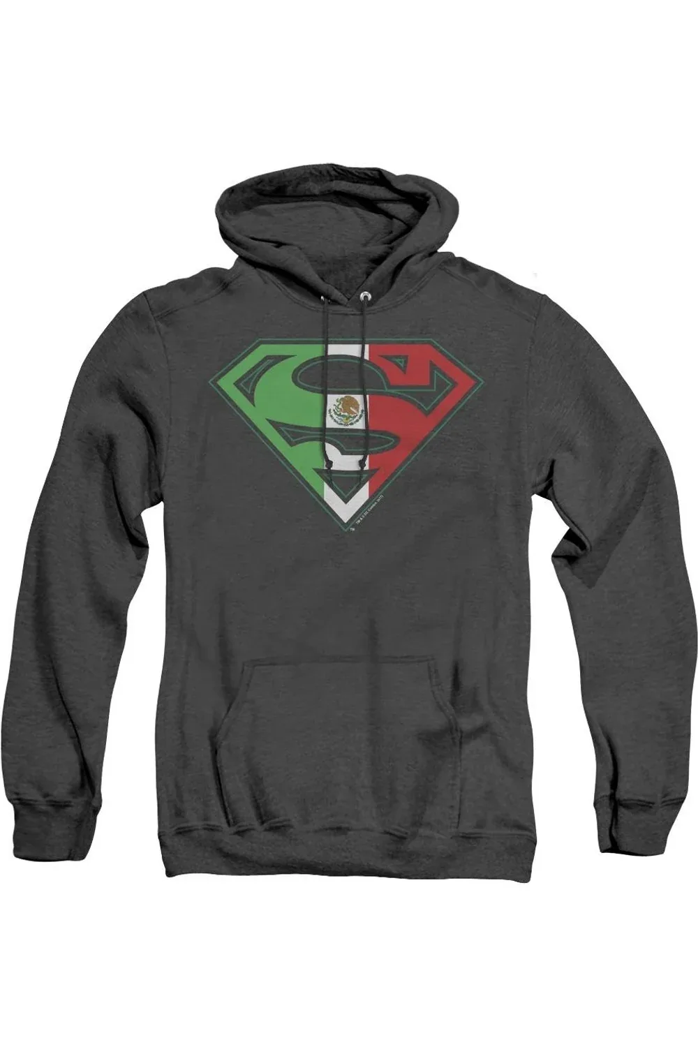 Superman Mexican Flag Shield Heather Hoodie / Hooded Sweatshirt by Gildan
