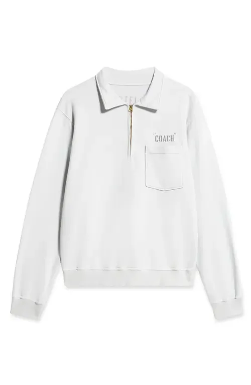Yalepcoach Brushed Jersey Quarter Zip Collared Printed Sweatshirt by Fortela